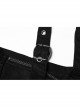Off-Shoulder Metal Buckle Shoulder Strap Short Sleeve Black Punk Knit T-Shirt