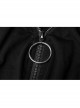 Off-Shoulder Metal Buckle Shoulder Strap Short Sleeve Black Punk Knit T-Shirt