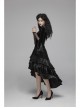 V-Neck Splice Mesh Slit Flare Sleeve Black Gothic Velvet T-Shirt