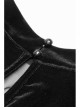 V-Neck Splice Mesh Slit Flare Sleeve Black Gothic Velvet T-Shirt