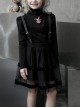 Childrenswear Metal Buckle Leather Shoulder Strap Double-Layer Mesh Black Punk Bubble Skirt