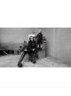 Childrenswear Metal Buckle Leather Shoulder Strap Double-Layer Mesh Black Punk Bubble Skirt