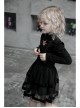 Childrenswear Metal Buckle Leather Shoulder Strap Double-Layer Mesh Black Punk Bubble Skirt