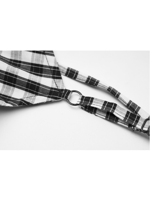 White Plaid A Type Flounce Lower Hem Punk Children Sling Dress