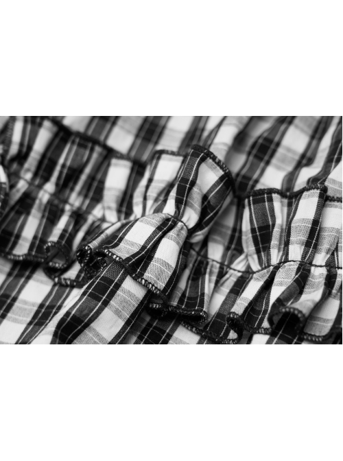 White Plaid A Type Flounce Lower Hem Punk Children Sling Dress
