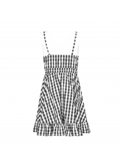 White Plaid A Type Flounce Lower Hem Punk Children Sling Dress