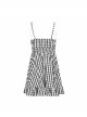 White Plaid A Type Flounce Lower Hem Punk Children Sling Dress