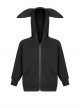 Black Punk Back Print Rabbit Ear Hooded Children Coat