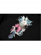 Black Punk Back Print Rabbit Ear Hooded Children Coat