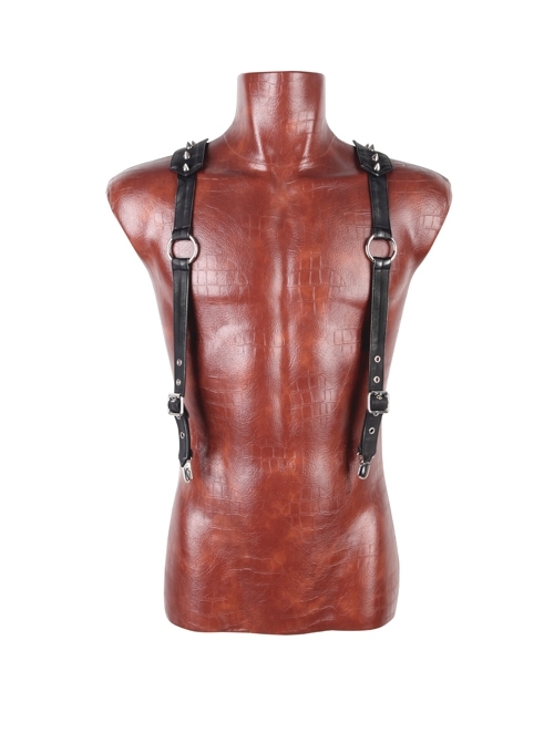 Silver Punk Metal Nails Decoration Leather Harness
