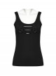 Front Chest Braid Pointed Nail Decoration Black Punk Broken Holes Knit Vest