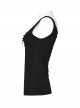 Front Chest Braid Pointed Nail Decoration Black Punk Broken Holes Knit Vest