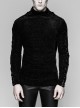 High Collar Lace-Up Long Sleeve Black Gothic Vintage Pattern Print T-Shirt