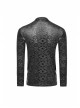 High Collar Lace-Up Long Sleeve Black Gothic Vintage Pattern Print T-Shirt
