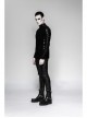 High Collar Lace-Up Long Sleeve Black Gothic Vintage Pattern Print T-Shirt