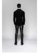 High Collar Lace-Up Long Sleeve Black Gothic Vintage Pattern Print T-Shirt