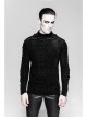 High Collar Lace-Up Long Sleeve Black Gothic Vintage Pattern Print T-Shirt