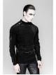 High Collar Lace-Up Long Sleeve Black Gothic Vintage Pattern Print T-Shirt