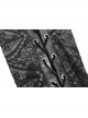 High Collar Lace-Up Long Sleeve Black Gothic Vintage Pattern Print T-Shirt
