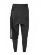Metal Buckle Decoration Splice Mesh Low-Grade Black Punk Pants