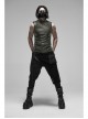 Metal Buckle Decoration Splice Mesh Low-Grade Black Punk Pants