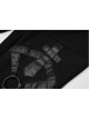 Metal Ring Leather Strap Decoration Black Gothic Knit Flared Trousers