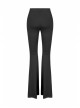 Metal Ring Leather Strap Decoration Black Gothic Knit Flared Trousers