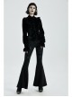 Metal Ring Leather Strap Decoration Black Gothic Knit Flared Trousers