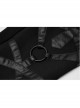 Metal Ring Leather Strap Decoration Black Gothic Knit Flared Trousers