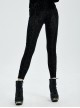Black Beads Decals Decoration Gothic Burning Out Flowers Velvet Knitted Legging