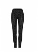 Black Beads Decals Decoration Gothic Burning Out Flowers Velvet Knitted Legging