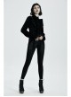 Black Beads Decals Decoration Gothic Burning Out Flowers Velvet Knitted Legging