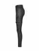 Metal Buckle Leather Leg Loop Splice Knit Lace-Up Black Punk Tight Trousers