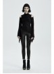 Metal Buckle Leather Leg Loop Splice Knit Lace-Up Black Punk Tight Trousers