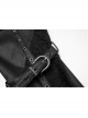 Metal Buckle Leather Leg Loop Splice Knit Lace-Up Black Punk Tight Trousers