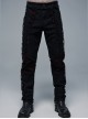 Front Lace-Up Splice Red Plaid Knit Broken Holes Mesh Black Punk Woven Pants