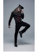 Front Lace-Up Splice Red Plaid Knit Broken Holes Mesh Black Punk Woven Pants