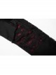 Front Lace-Up Splice Red Plaid Knit Broken Holes Mesh Black Punk Woven Pants