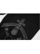 Front Metal Ring Leather Strap Decoration Splice Mesh Black Gothic Legging