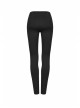Front Metal Ring Leather Strap Decoration Splice Mesh Black Gothic Legging