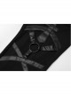 Front Metal Ring Leather Strap Decoration Splice Mesh Black Gothic Legging