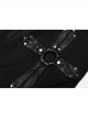 Metal Eyelets Decoration Spliced Crack Texture Imitation Leather Black Punk Pants