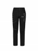 Metal Eyelets Decoration Spliced Crack Texture Imitation Leather Black Punk Pants