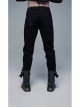Metal Eyelets Decoration Spliced Crack Texture Imitation Leather Black Punk Pants