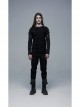 Metal Eyelets Decoration Spliced Crack Texture Imitation Leather Black Punk Pants