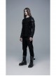 Metal Eyelets Decoration Spliced Crack Texture Imitation Leather Black Punk Pants