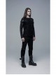 Metal Eyelets Decoration Spliced Crack Texture Imitation Leather Black Punk Pants