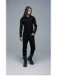 Metal Eyelets Decoration Spliced Crack Texture Imitation Leather Black Punk Pants