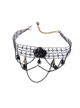 Black Angel Clavicle Chain Gothic Crystal Hollow Fishnet Dark Halloween Collar
