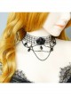 Black Angel Clavicle Chain Gothic Crystal Hollow Fishnet Dark Halloween Collar